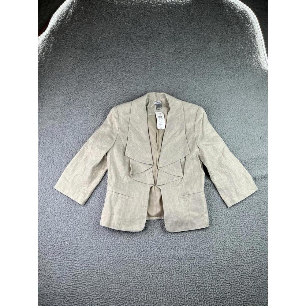 NWT Vintage Cache Linen Gold Shimmer 3/4 Sleeve Lined Jacket Size Small